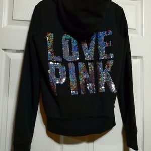 VS PINK FAUX FUR BLING JACKET